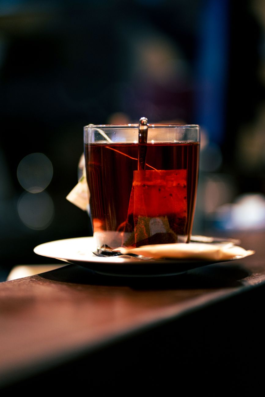 tea glass on plate